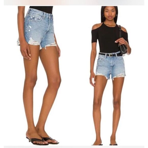 Lovers + Friends Denim Distressed Jean Shorts Size 25 NWOT - Picture 1 of 8